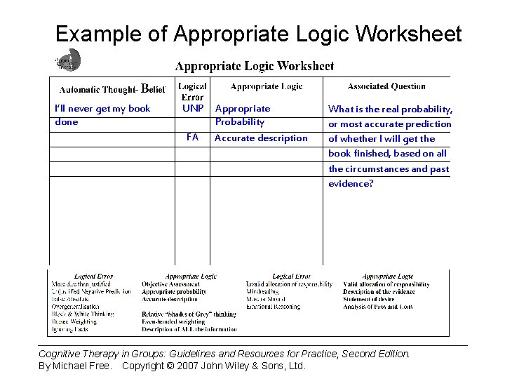 Example of Appropriate Logic Worksheet I’ll never get my book done UNP FA Appropriate