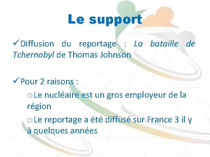 Le support üDiffusion du reportage : La bataille de Tchernobyl de Thomas Johnson üPour