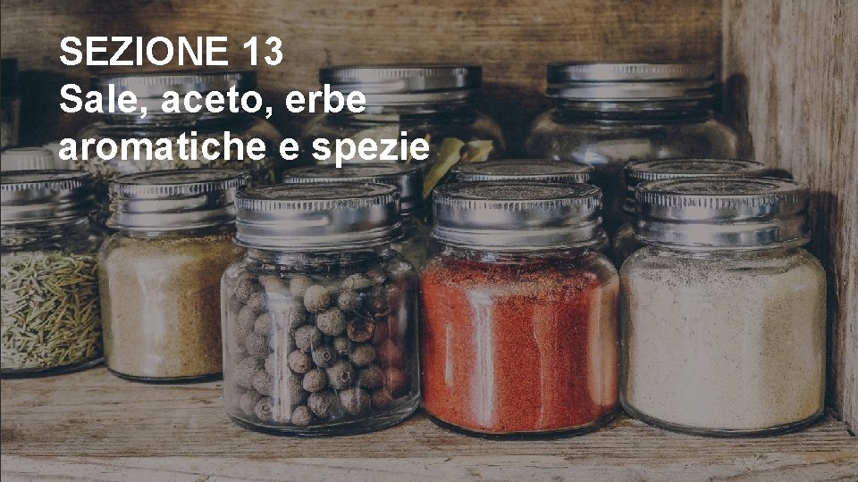 SEZIONE 13 Sale, aceto, erbe aromatiche e spezie 