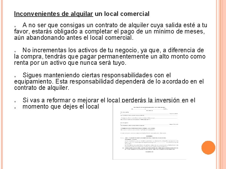 Inconvenientes de alquilar un local comercial A no ser que consigas un contrato de