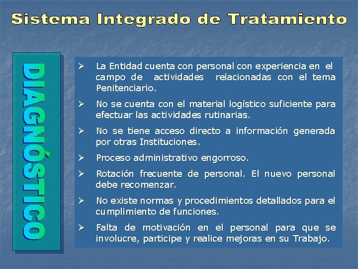 Ø La Entidad cuenta con personal con experiencia en el campo de actividades relacionadas