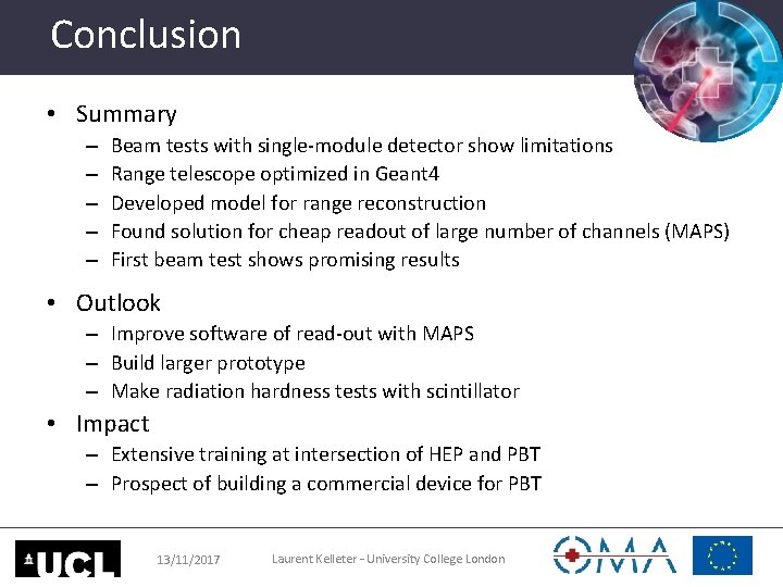 Conclusion • Summary – – – Beam tests with single-module detector show limitations Range