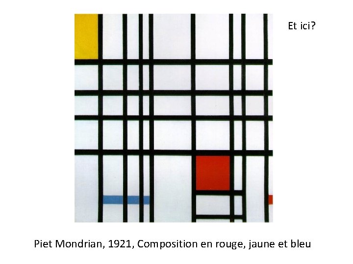 Et ici? Piet Mondrian, 1921, Composition en rouge, jaune et bleu 