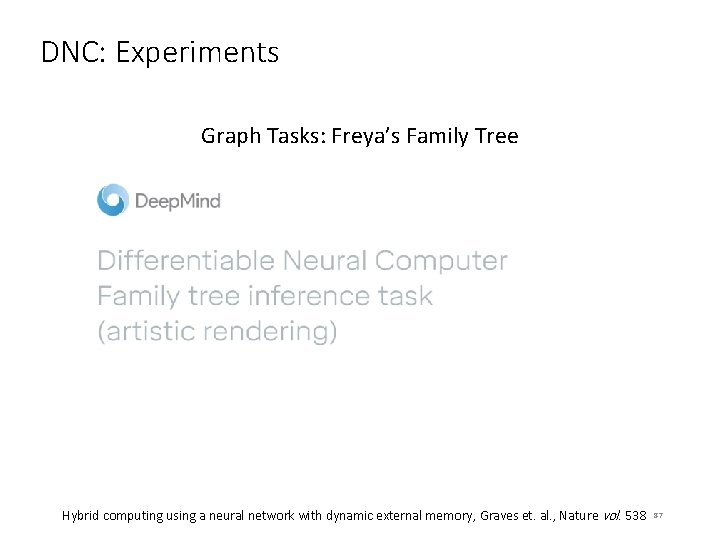 DNC: Experiments Graph Tasks: Freya’s Family Tree Hybrid computing using a neural network with