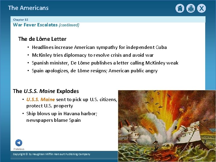 The Americans Chapter 18 War Fever Escalates {continued} The de Lôme Letter • •