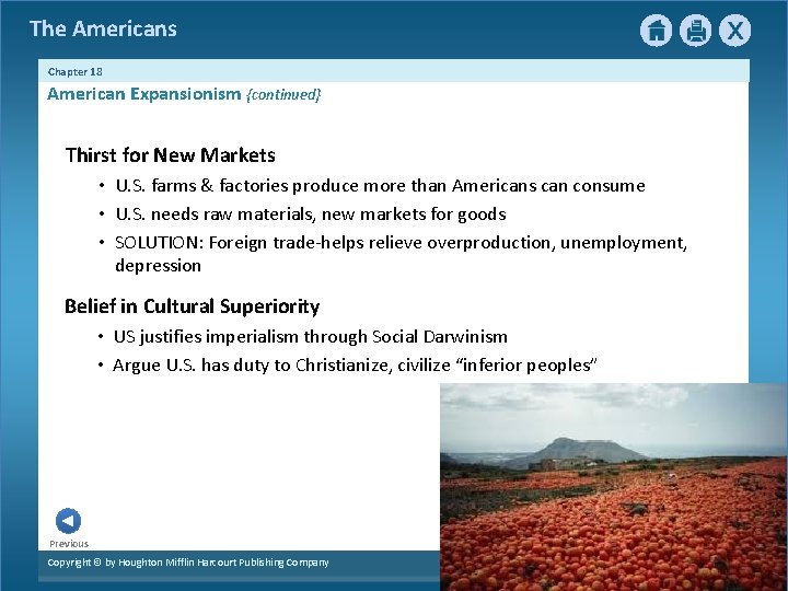 The Americans Chapter 18 American Expansionism {continued} Thirst for New Markets • U. S.