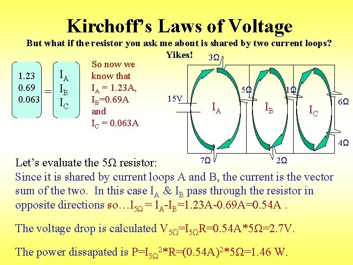 Kirchoff’s Laws of Voltage But what if the resistor you ask me about is