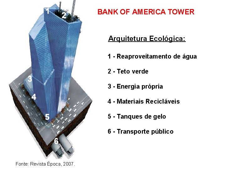 BANK OF AMERICA TOWER Arquitetura Ecológica: 1 - Reaproveitamento de água 2 - Teto