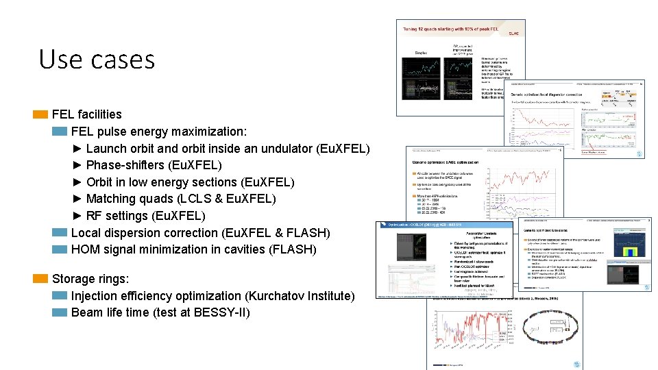 Use cases FEL facilities FEL pulse energy maximization: ► Launch orbit and orbit inside