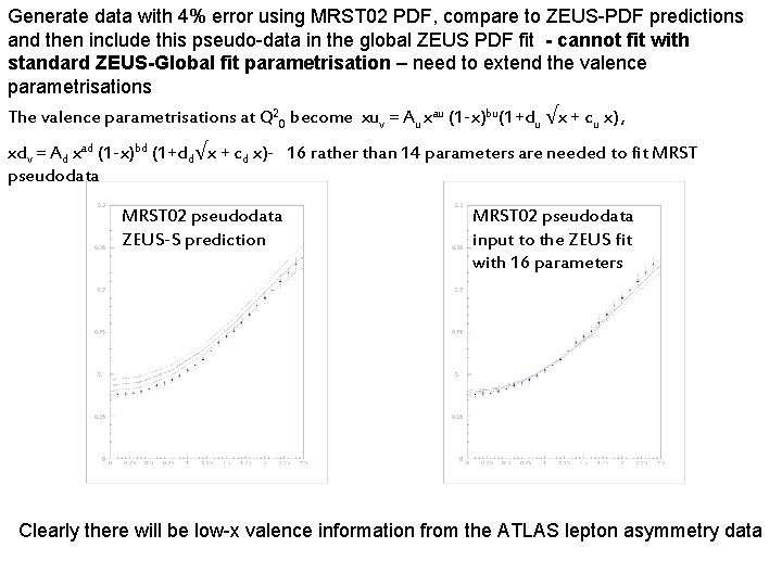 Generate data with 4% error using MRST 02 PDF, compare to ZEUS-PDF predictions and