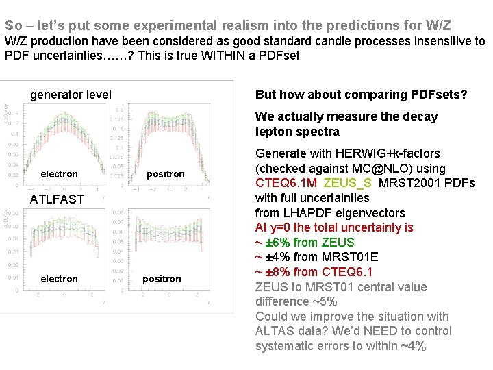 So – let’s put some experimental realism into the predictions for W/Z production have