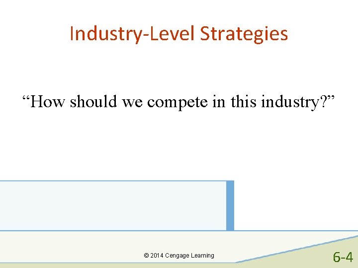 Industry-Level Strategies “How should we compete in this industry? ” © 2014 Cengage Learning