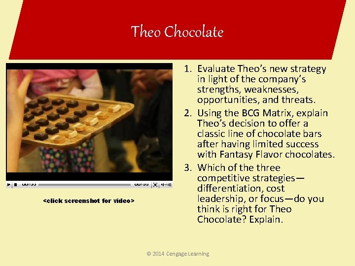 Theo Chocolate <click screenshot for video> 1. Evaluate Theo’s new strategy in light of