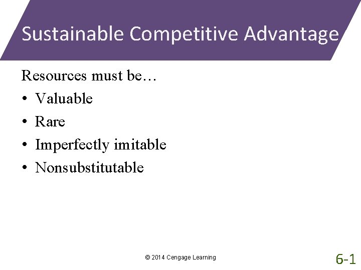 Sustainable Competitive Advantage Resources must be… • Valuable • Rare • Imperfectly imitable •