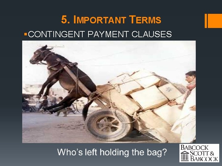 5. IMPORTANT TERMS § CONTINGENT PAYMENT CLAUSES 