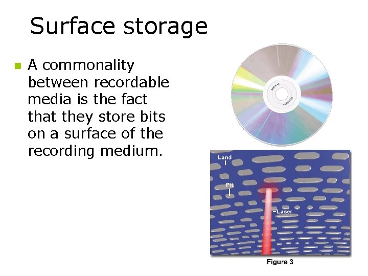 Surface storage n A commonality between recordable media is the fact that they store