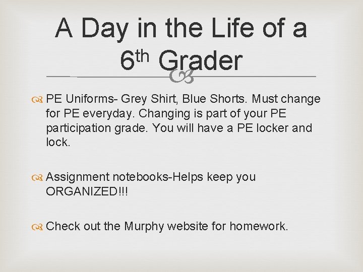 A Day in the Life of a th 6 Grader PE Uniforms- Grey Shirt,