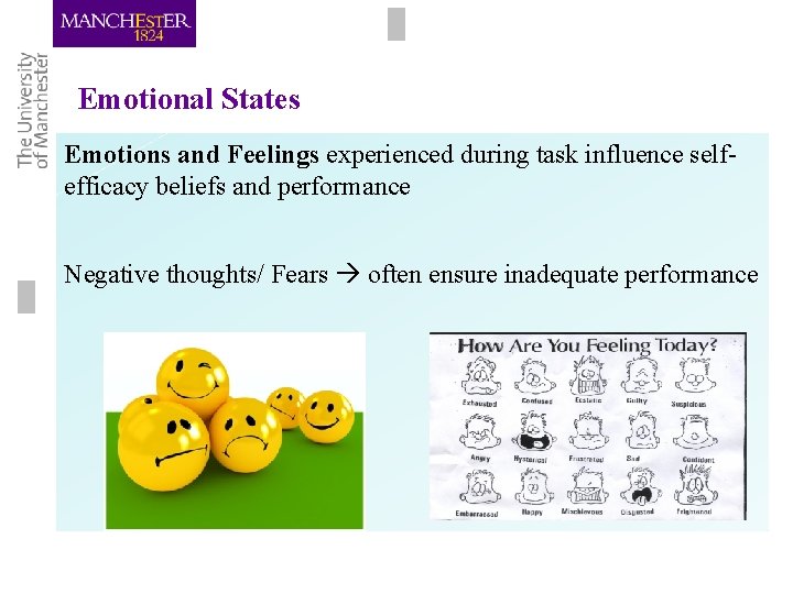 Emotional States Emotions and Feelings experienced during task influence selfefficacy beliefs and performance Negative Emotional States Emotions and Feelings experienced during task influence selfefficacy beliefs and performance Negative
