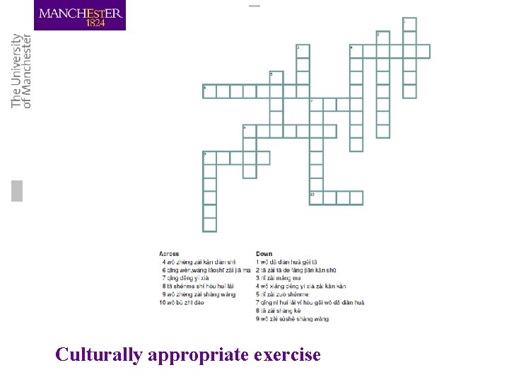 Culturally appropriate exercise Culturally appropriate exercise