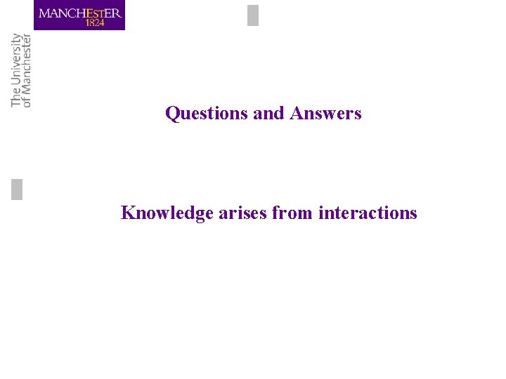 Questions and Answers Knowledge arises from interactions Questions and Answers Knowledge arises from interactions