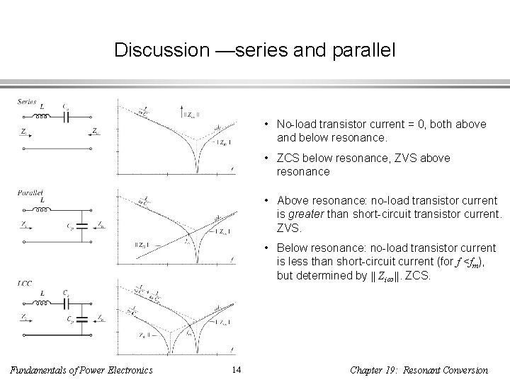 Discussion —series and parallel • No-load transistor current = 0, both above and below