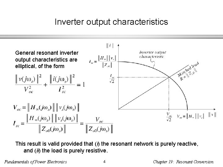 Inverter output characteristics General resonant inverter output characteristics are elliptical, of the form This