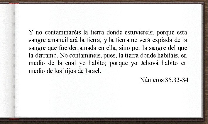 Y no contaminaréis la tierra donde estuviereis; porque esta sangre amancillará la tierra, y