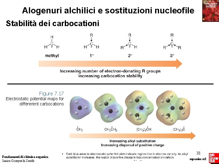 Alogenuri alchilici e sostituzioni nucleofile Stabilità dei carbocationi Figure 7. 17 Electrostatic potential maps