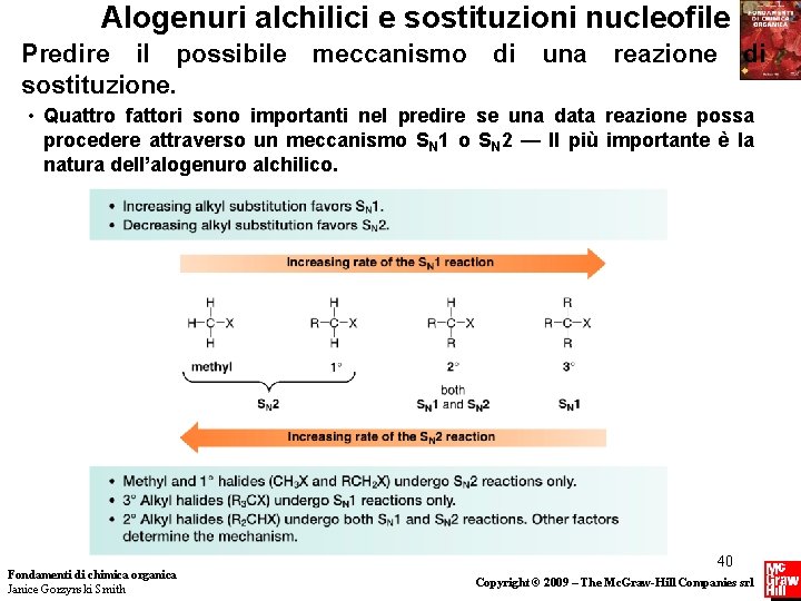 Alogenuri alchilici e sostituzioni nucleofile Predire il possibile sostituzione. meccanismo di una reazione di