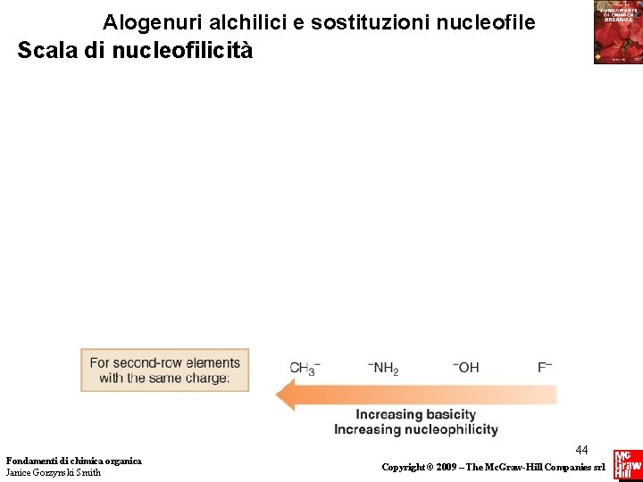 Alogenuri alchilici e sostituzioni nucleofile Scala di nucleofilicità Fondamenti di chimica organica Janice Gorzynski