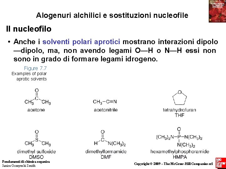 Alogenuri alchilici e sostituzioni nucleofile Il nucleofilo • Anche i solventi polari aprotici mostrano
