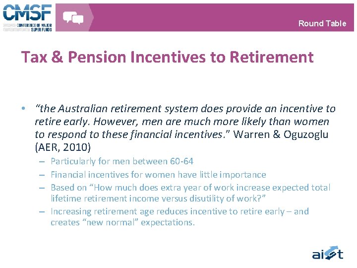 The Age of Retirement Professor Kevin Research