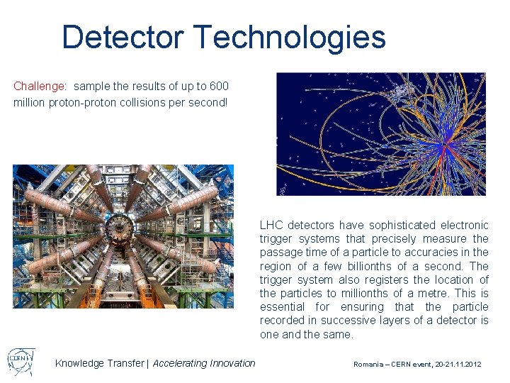 Detector Technologies Challenge: sample the results of up to 600 million proton-proton collisions per