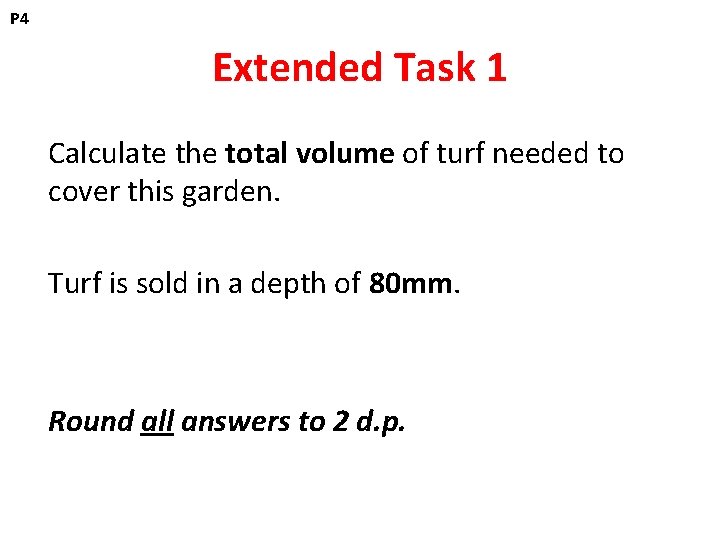 P 4 Extended Task 1 Calculate the total volume of turf needed to cover