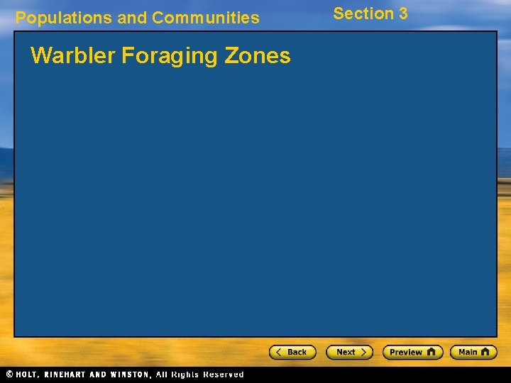 Populations and Communities Warbler Foraging Zones Section 3 