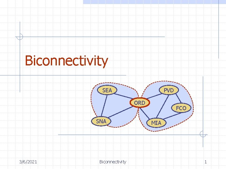 Biconnectivity SEA PVD ORD SNA 3/6/2021 Biconnectivity FCO MIA 1 