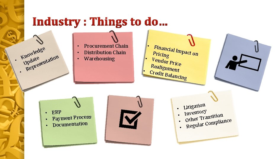 Industry : Things to do… e edg wl o n n • K pdate