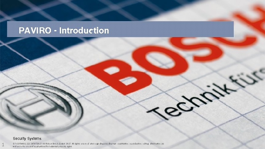  PAVIRO - Introduction Security Systems 1 ST-CO/MKA 1. 22 | 20/07/2015 | ©