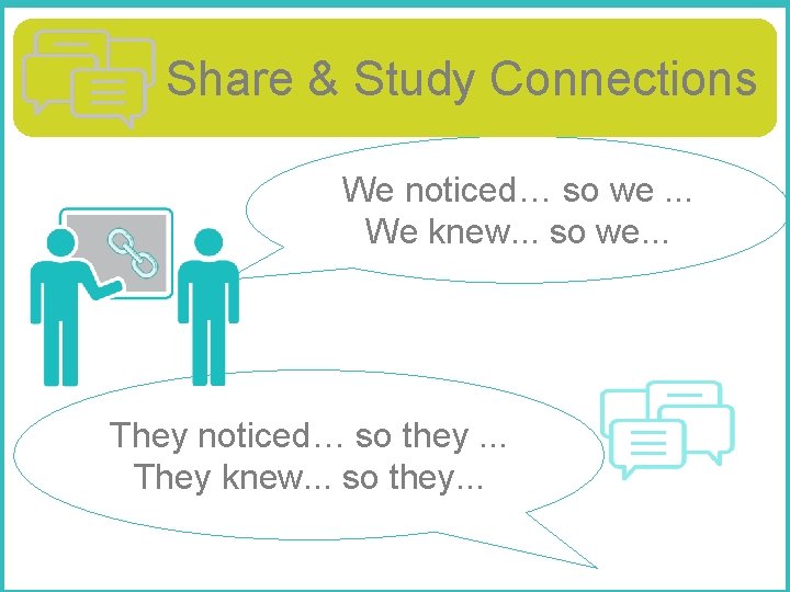  Share & Study Connections We noticed… so we. . . We knew. .