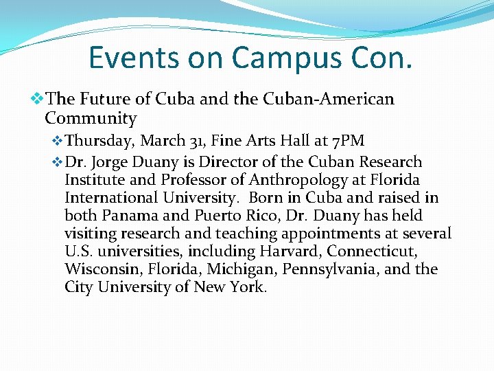 Events on Campus Con. v. The Future of Cuba and the Cuban-American Community v