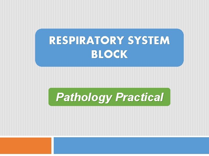 RESPIRATORY SYSTEM BLOCK Pathology Practical 