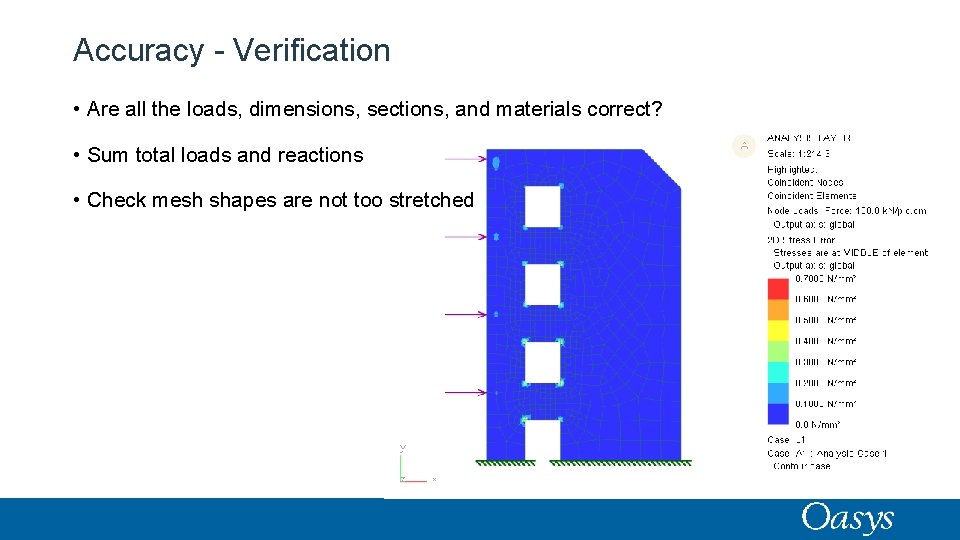 Accuracy - Verification • Are all the loads, dimensions, sections, and materials correct? •