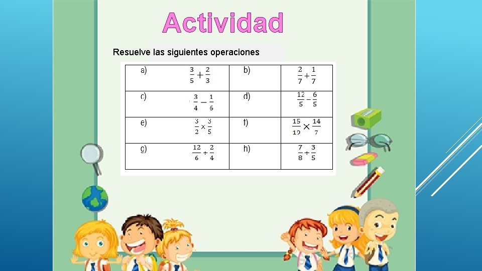 Actividad Resuelve las siguientes operaciones Actividad Resuelve las siguientes operaciones