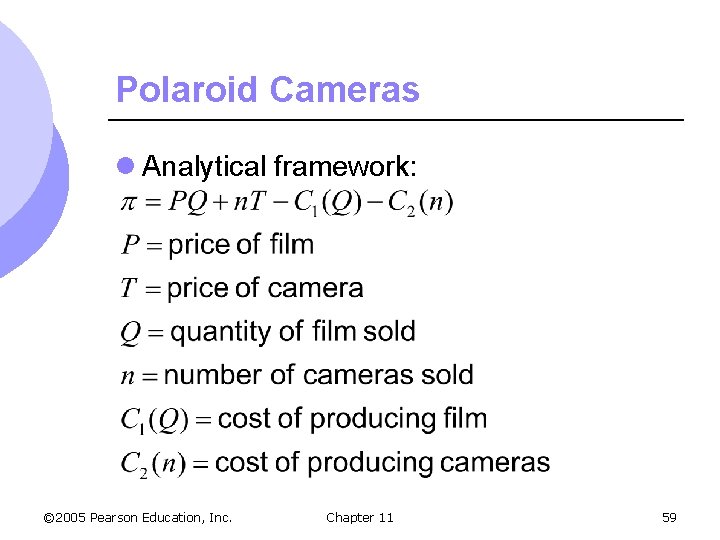 Polaroid Cameras l Analytical framework: © 2005 Pearson Education, Inc. Chapter 11 59 