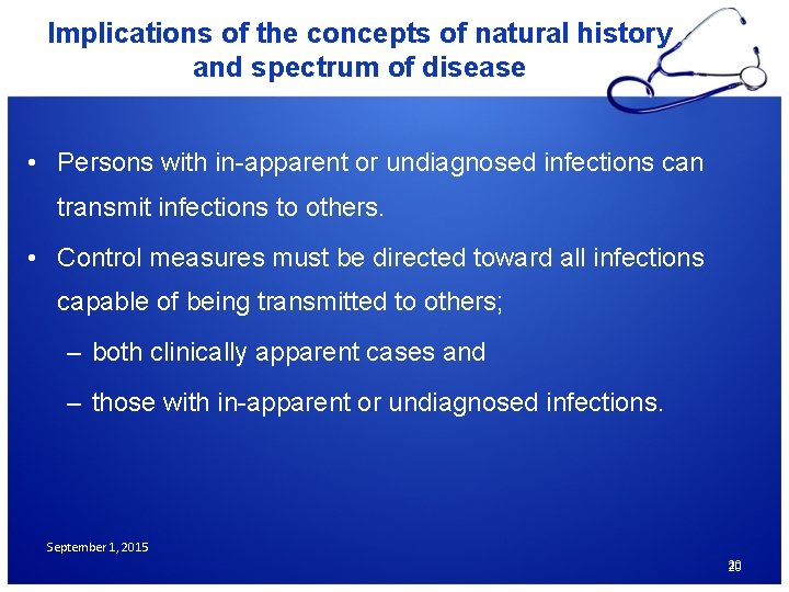 Implications of the concepts of natural history and spectrum of disease • Persons with