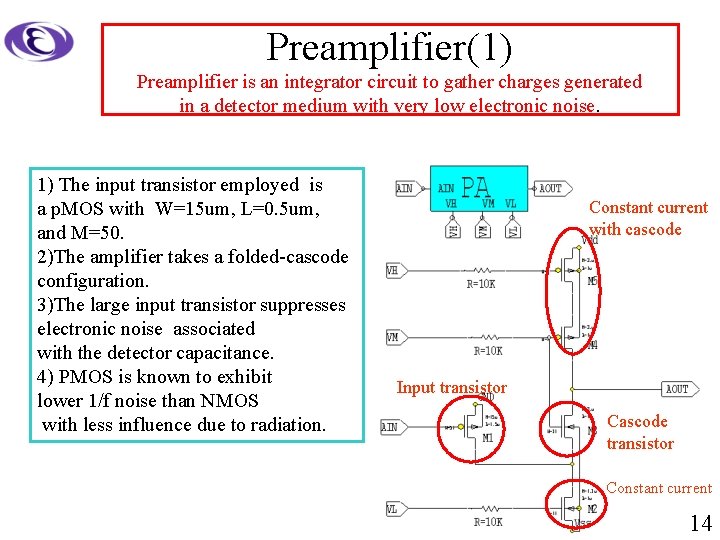 Preamplifier(1) Preamplifier is an integrator circuit to gather charges generated in a detector medium