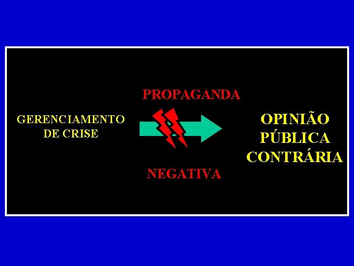 PROPAGANDA OPINIÃO PÚBLICA CONTRÁRIA GERENCIAMENTO DE CRISE NEGATIVA 