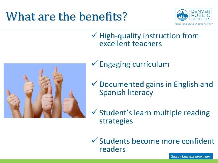 What are the benefits? ü High-quality instruction from excellent teachers ü Engaging curriculum ü