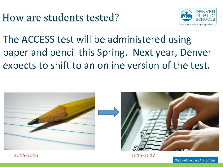 How are students tested? The ACCESS test will be administered using paper and pencil