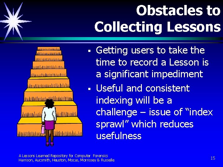 Obstacles to Collecting Lessons § § Getting users to take the time to record